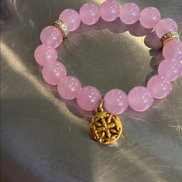 Rustic Cuff Girls Pink Beaded and Leather Bracelet Set with Charms - Picture 2 of 4